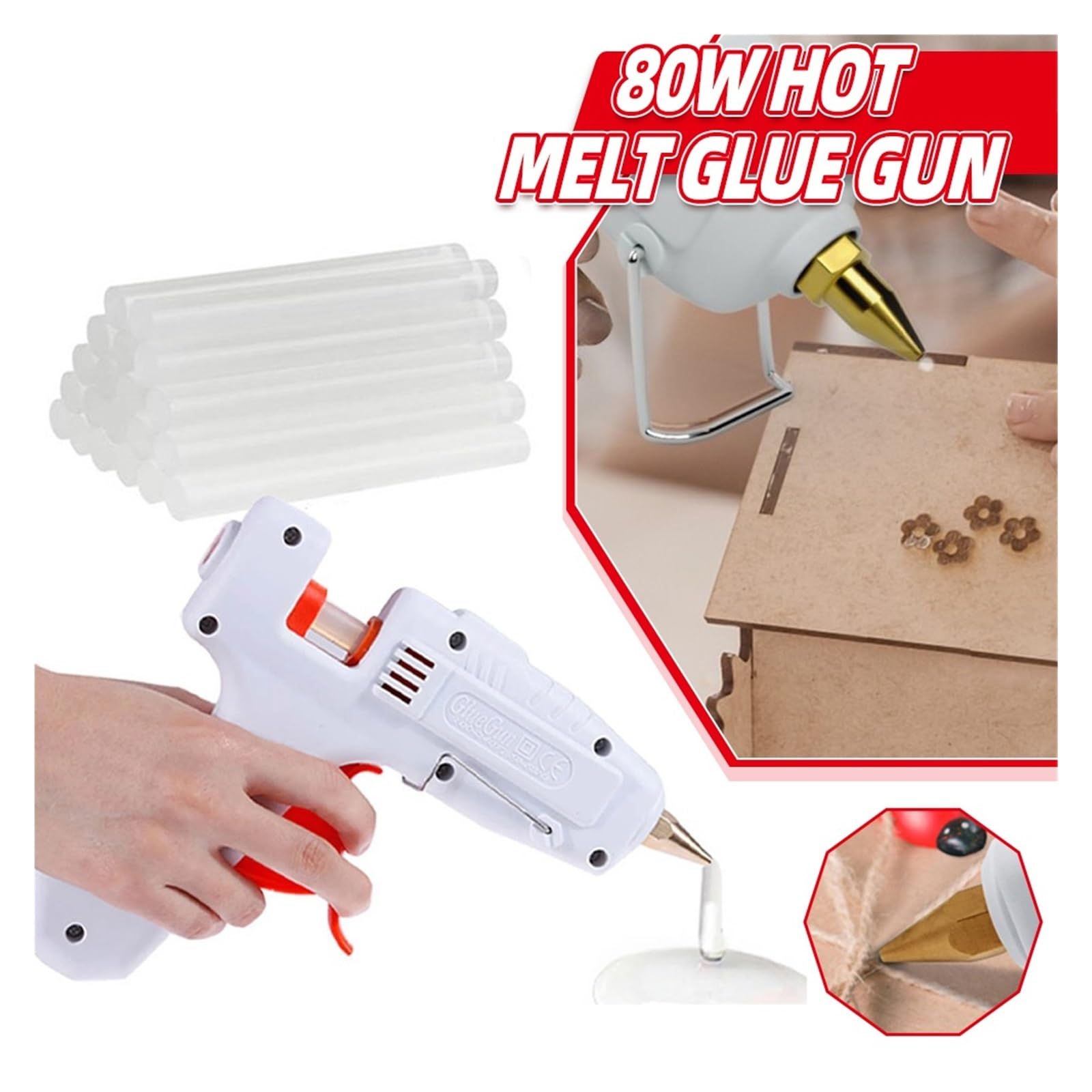 DIY pistolet do klejenia na gorąco 80 W z klejem topliwym 11 x 200 mm, mini pistolet do klejenia na gorąco, pistolet do klejenia na gorąco