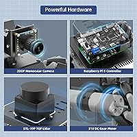 Vista 7 de Robot Car para Raspberry Pi 5 ROS2 programable AI Vision Smart Robot Kit 360° Movimiento chasis, Lidar SLAM mapeo navegación planificación ruta