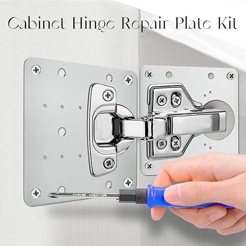 Miniatura 5 de TiGilt Kit de placa de reparación de bisagras de gabinete, kit de bisagras de gabinete de acero inoxidable resistentes y duraderos, kit de