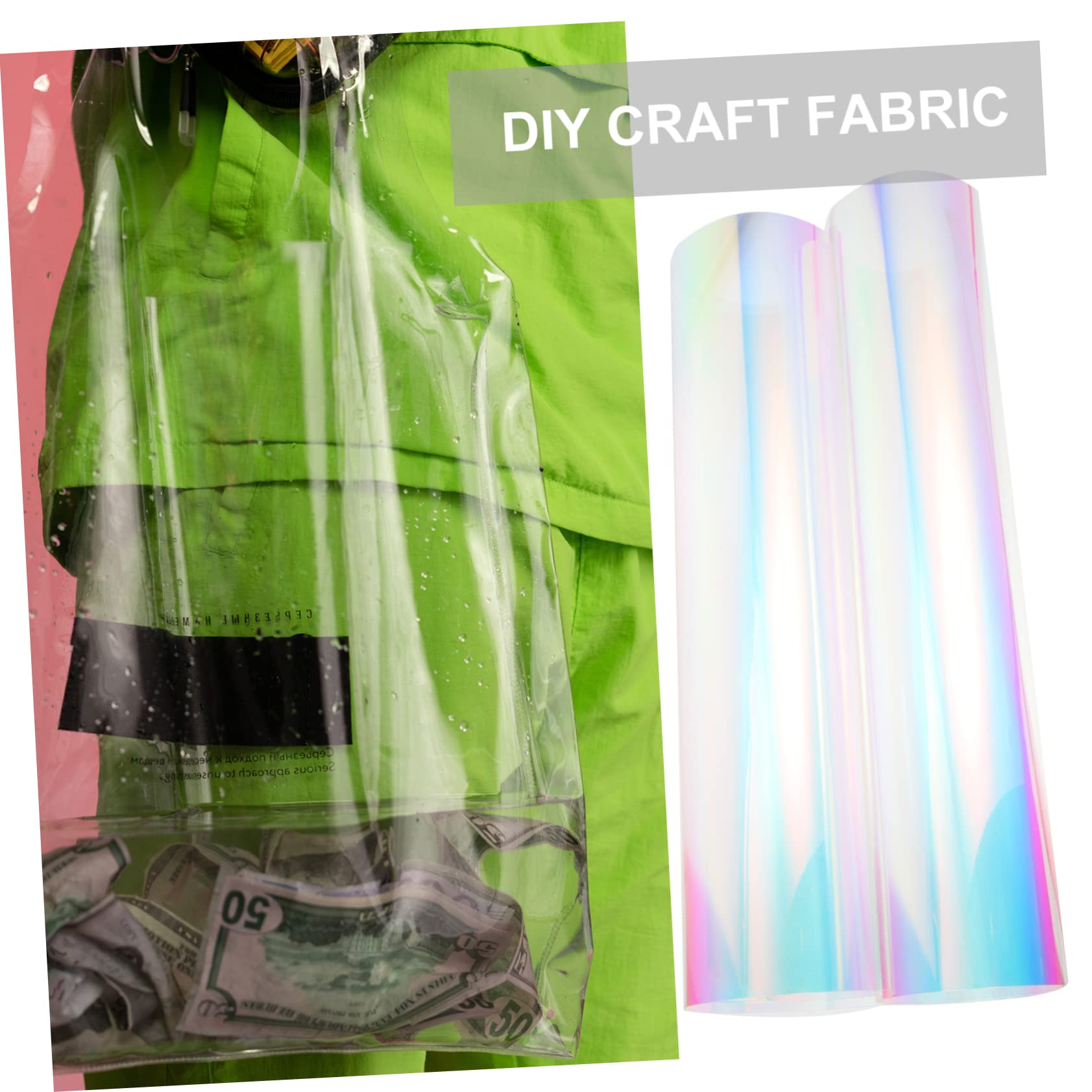 Housoutil 4 Blätter PVC Holographische Folie Transparent Glänzend DIY Dekostoff für Taschen Schlüsselanhänger Haaraccessoires Robust und Schnittfest