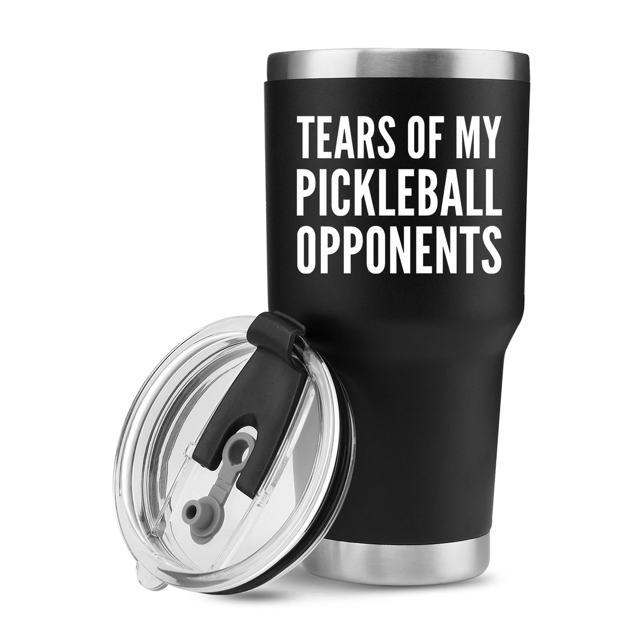 Tears of My Pickleball Opponents Tumbler Sports Player Gifts Vacuum Insulated Stainless Steel Tumbler with Removable Lid and Straw (30 oz)