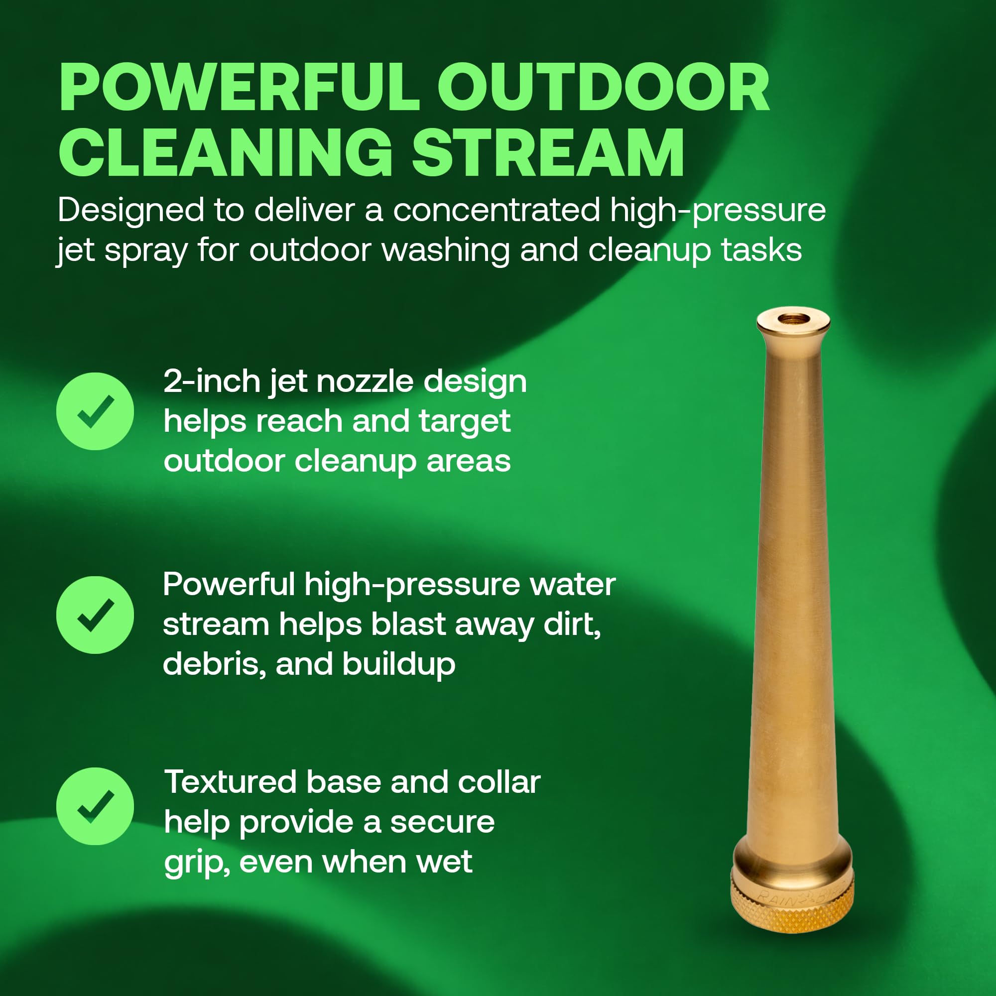 Rain Bird HENZLB6JET - Boquilla de agua de latón macizo sin plomo, pulverización de alta presión, patrón de chorro de 6 pulgadas