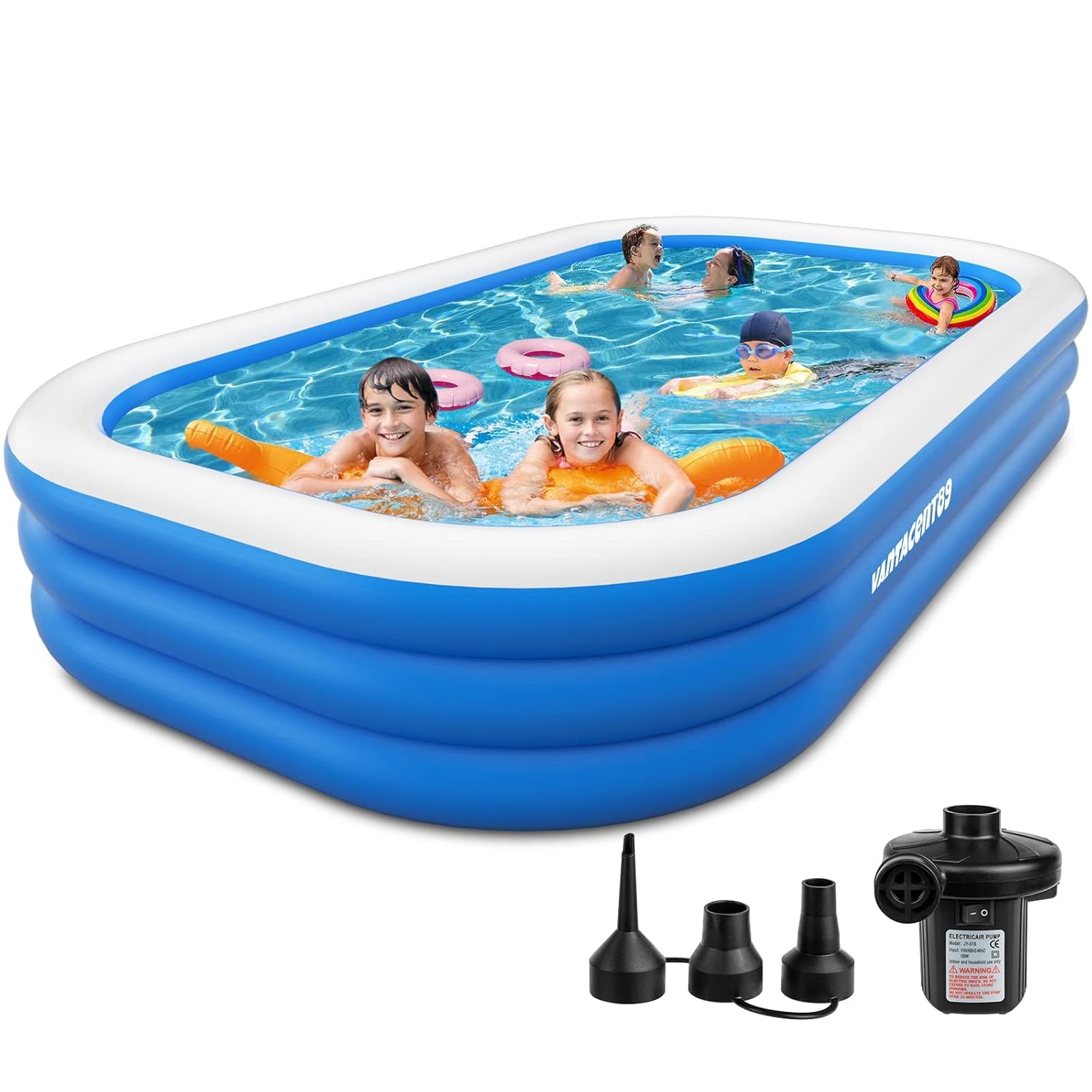 KIDLOOP Family Pool Inflatable with Pump - 130'' x 72'' x 22'' Vantacent89 Swimming Lounge Pools for Adults Family-picture-33