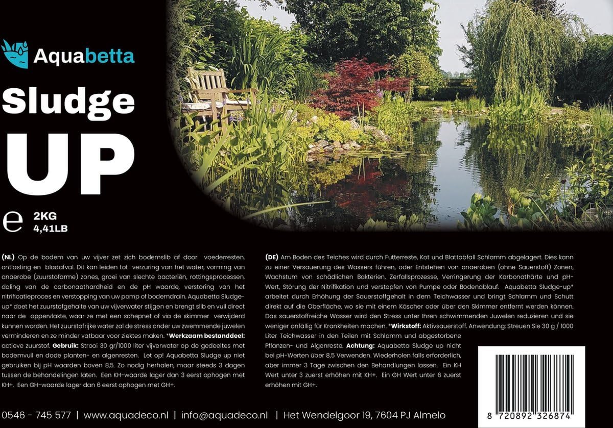 Sludge Up 2kg – Teichschlamm Entferner – Gegen Bodenschlamm & organische Ablagerungen – Erhöht Sauerstoff & verhindert Versauerung – Für klares Teichwasser