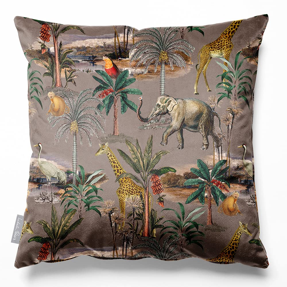 Izabela Peters Dovedale Stone Eco-Friendly Velvet Cushions - Safari Voyage 40 Cm, Chair & Sofa Cushions