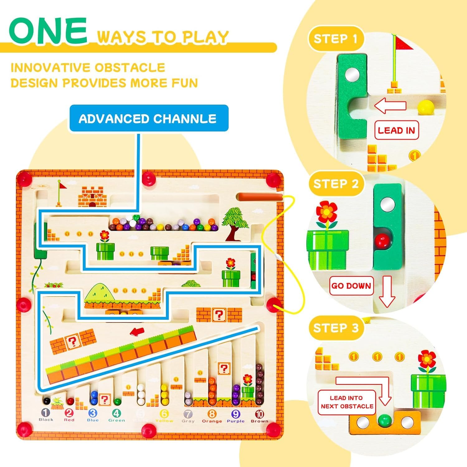 Pinshoon Magnetic Color and Number Maze, Montessori Toys for 3 4 5 6 Year Old, Wooden Toys for Ages 3-4,Toddler Fine Motor Skills Toys for Boys Girls