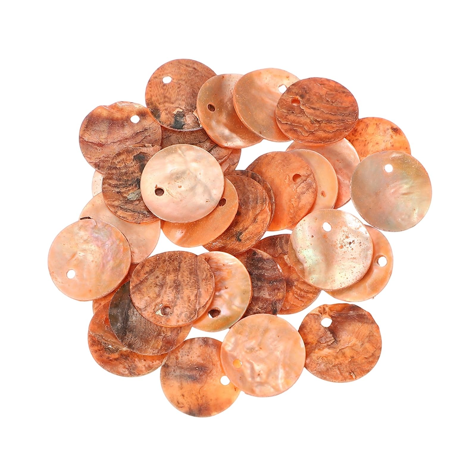 sourcing map 30Pcs Capiz Shells, 1.5cm/0.6" Round Light Orange Shells with a Hole for Seashell Wind Chimes Curtain Shell Garland DIY Jewelry Craft Wedding Home Decoration, Light Orange