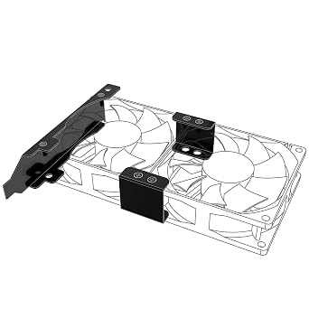 Akasa PCI Slot Bracket for Mounting One/Two 80mm or 92mm Fans | Dual Fan Rack Mount | GPU Bracket | 80/92mm Case Fan Mount Rack | Black Iron | AK-MX304-08BK
