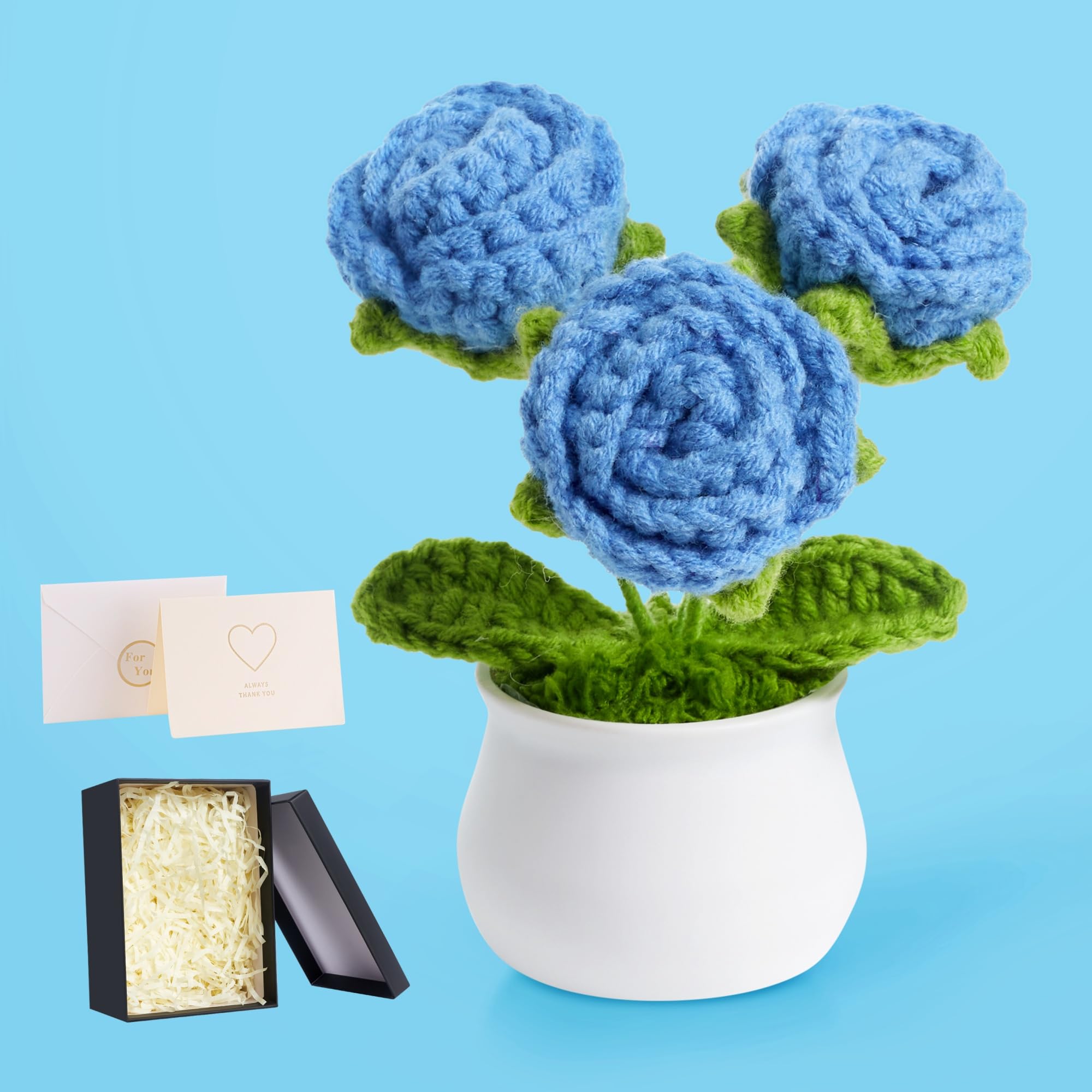 MAIBAOTA Blue Roses Crochet Flowers Thank You Teacher Gifts — image 1