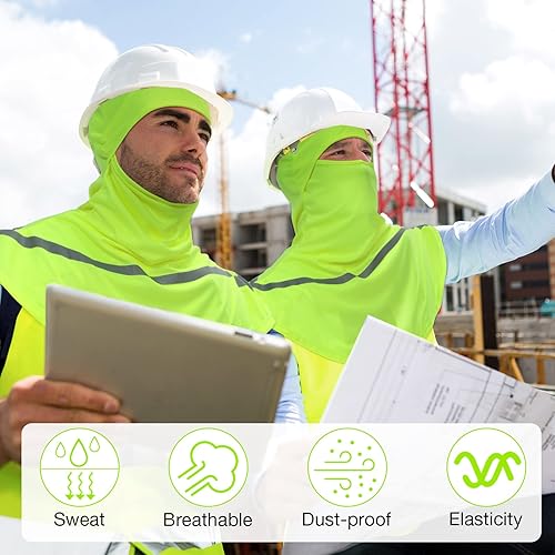 Miniatura 6 de Pasamontañas de verano de 4 piezas, protección solar, pasamontañas de cara completa con tira reflectante, refrescante, transpirable, cubre cuello