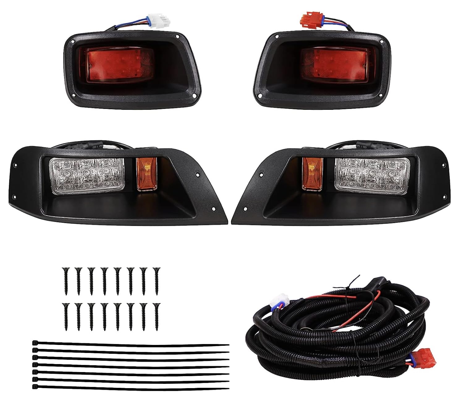 LUXCARTEZGO Light Kit Golf Cart Lights 12V-48v LED Headlight and Taillight Kit Assembly Street Legal for EZGO TXT 1996-2013 Model (No Voltage Reducer Required)