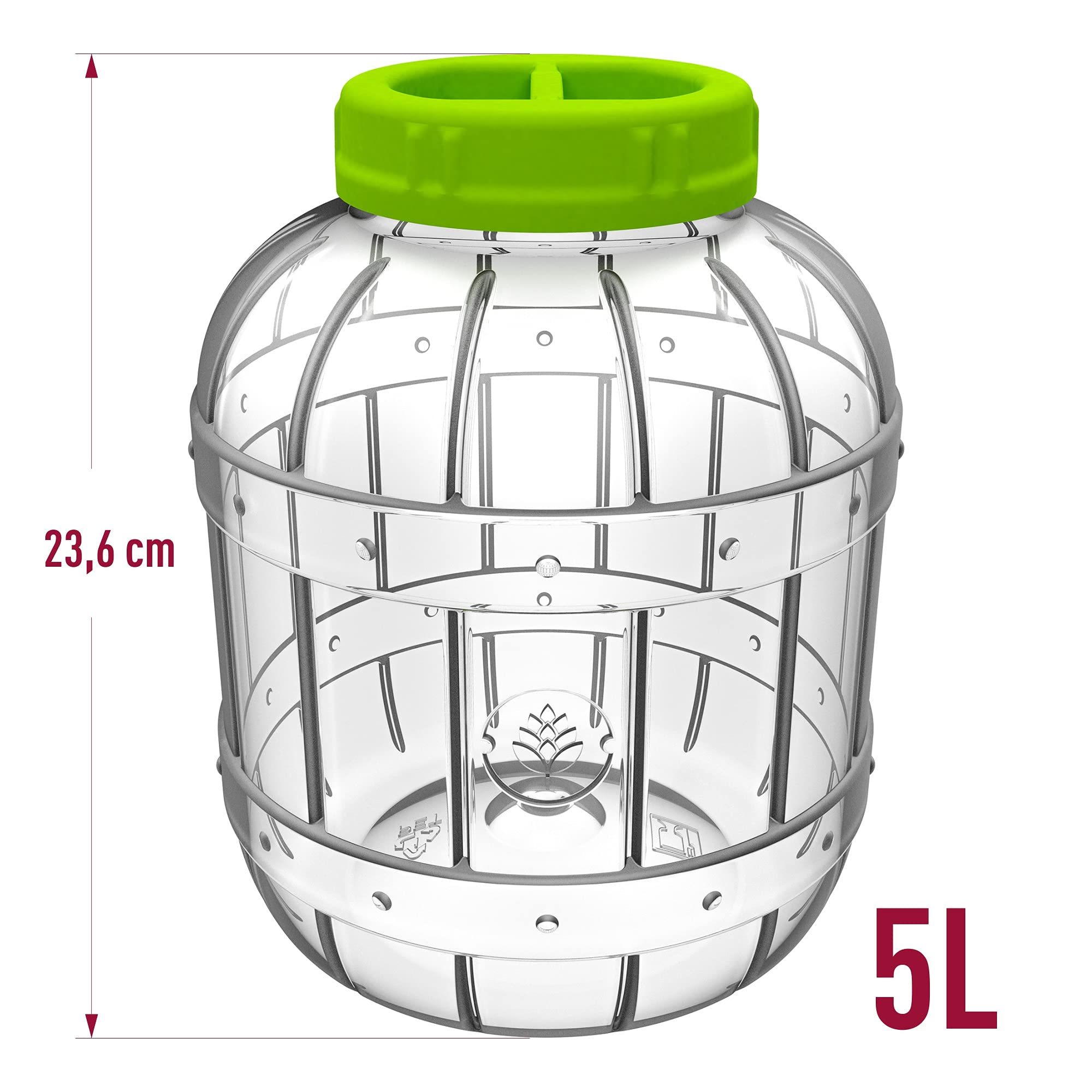 Browin 602015 uniwersalna beczka pokrywki, słoik do ogórków solnych, 5 l, plastik