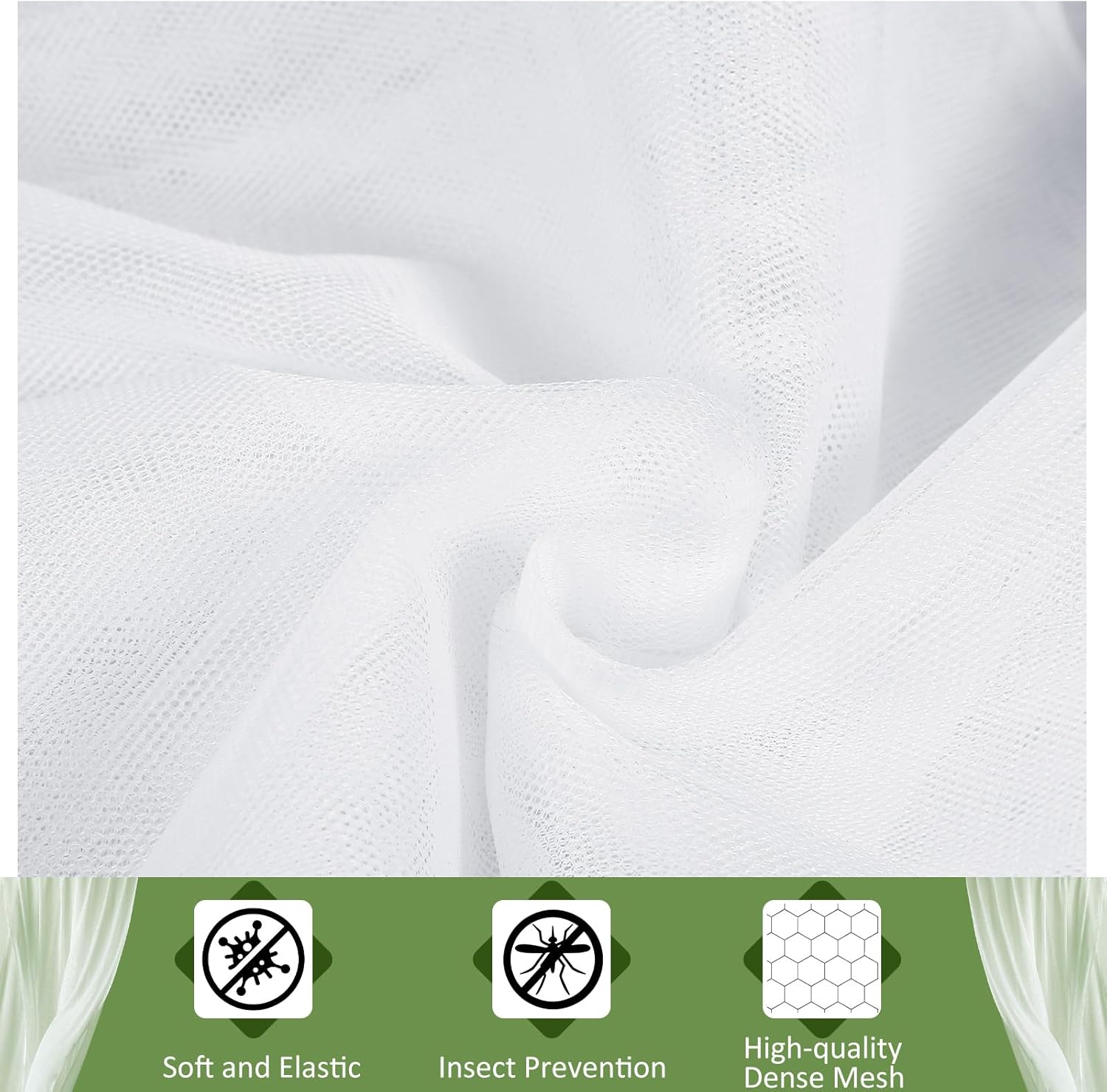 SmoothNovelty 4 Panels Mosquito Netting for Patio, W118 x L98 Inches Garden Mesh Netting Outdoor Sheer Tulle Curtains