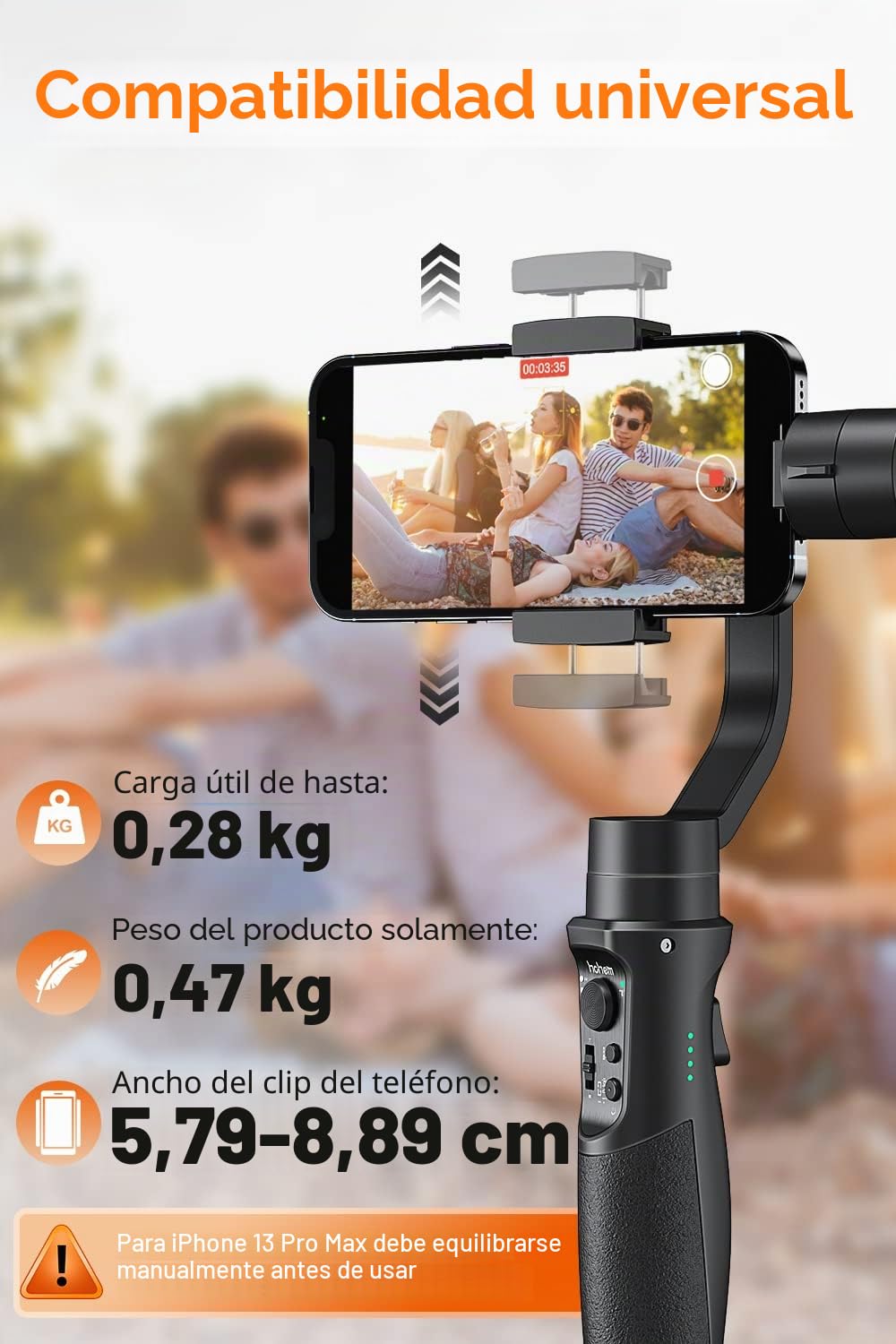 Hohem iSteady Mobile+ - Estabilizador de cardán de 3 Ejes para iPhone y Smartphone Android, Color Negro ISMP01B