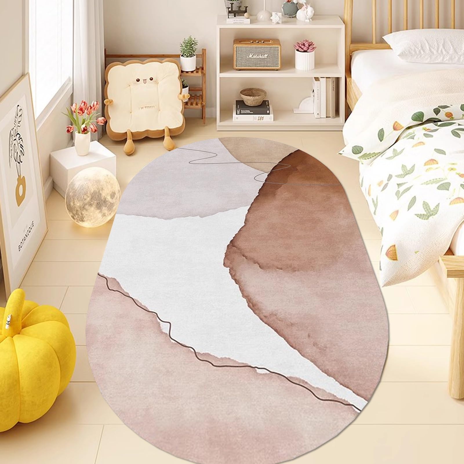 Tapis ovale nordique 80x100 petit tapis lavable chambre salon cuisine