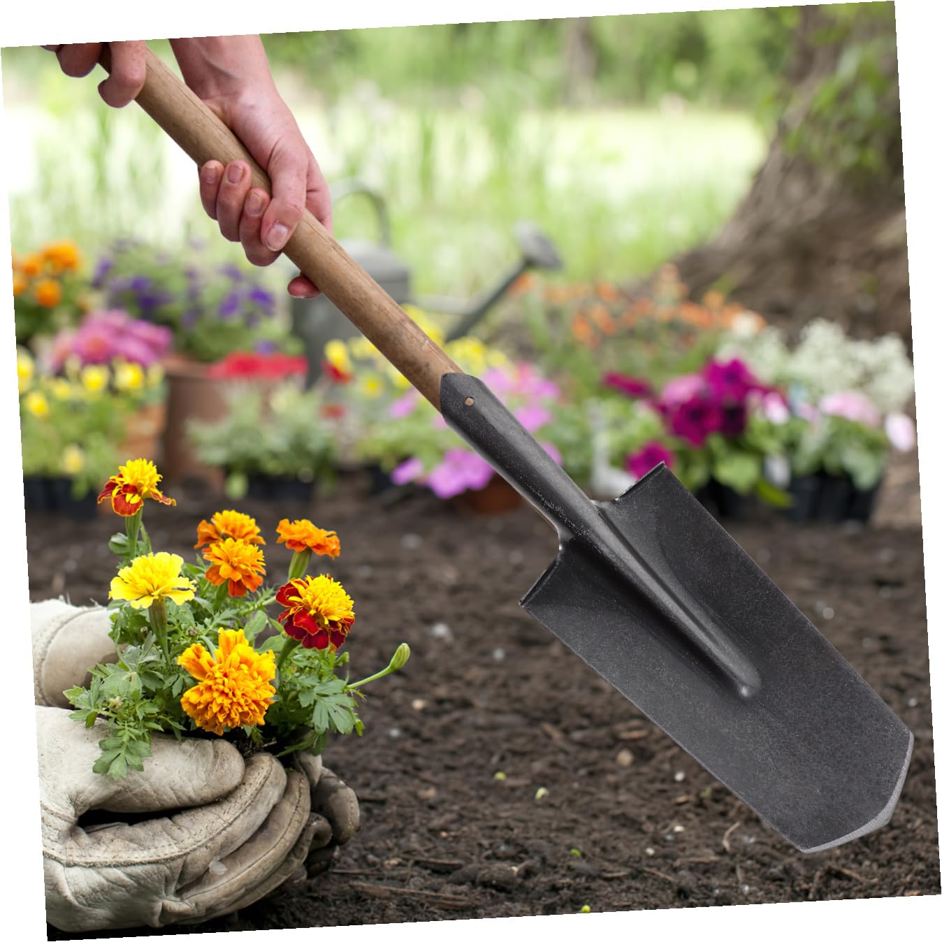 Leichter Handspaten aus Manganstahl mit Robustem Spatengriff für Gartenarbeiten und Outdoor Aktivitäten zum Graben und Pflanzen