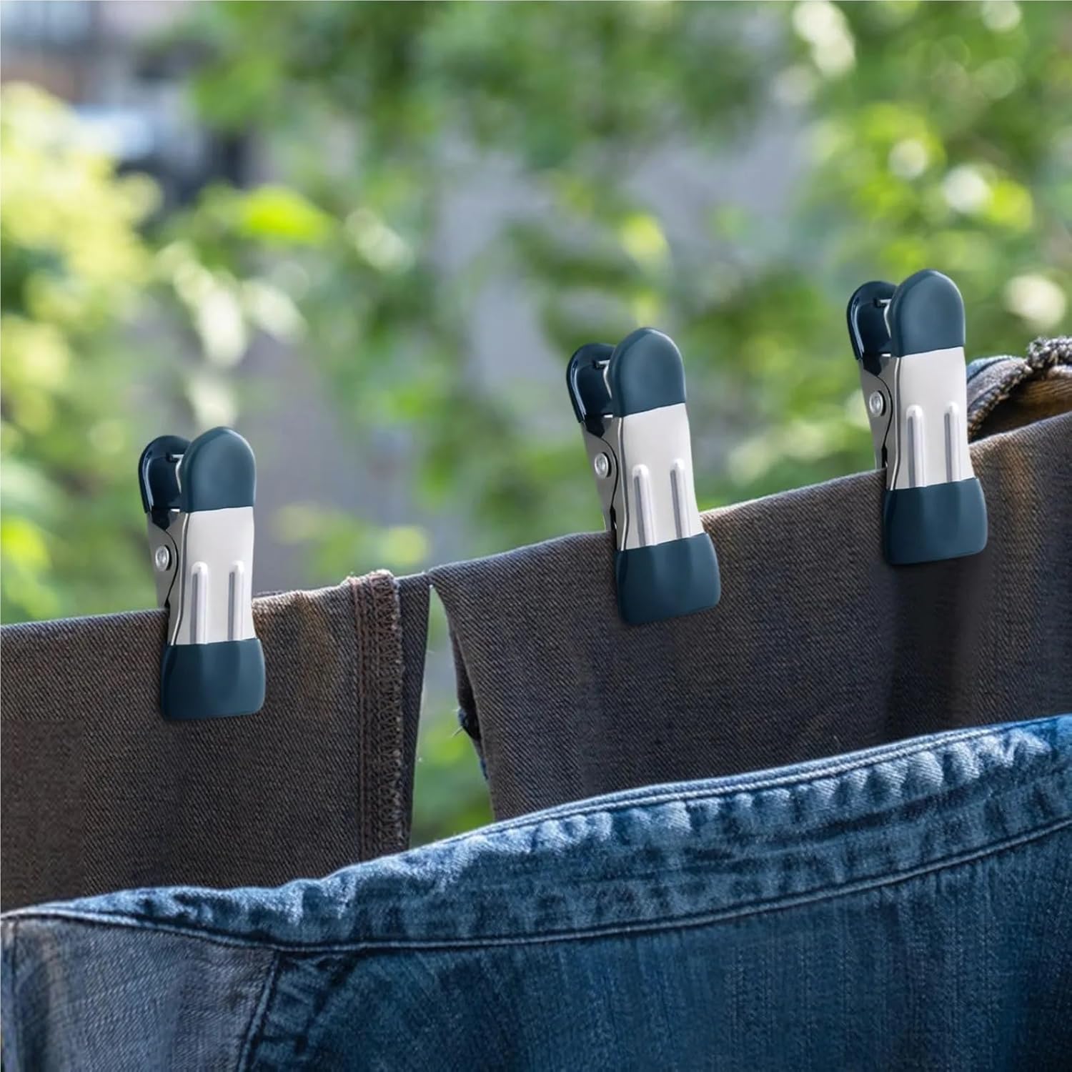 Clothes pins 100 PCS Stainless Steel Rubber Clothespins Hook Hangers