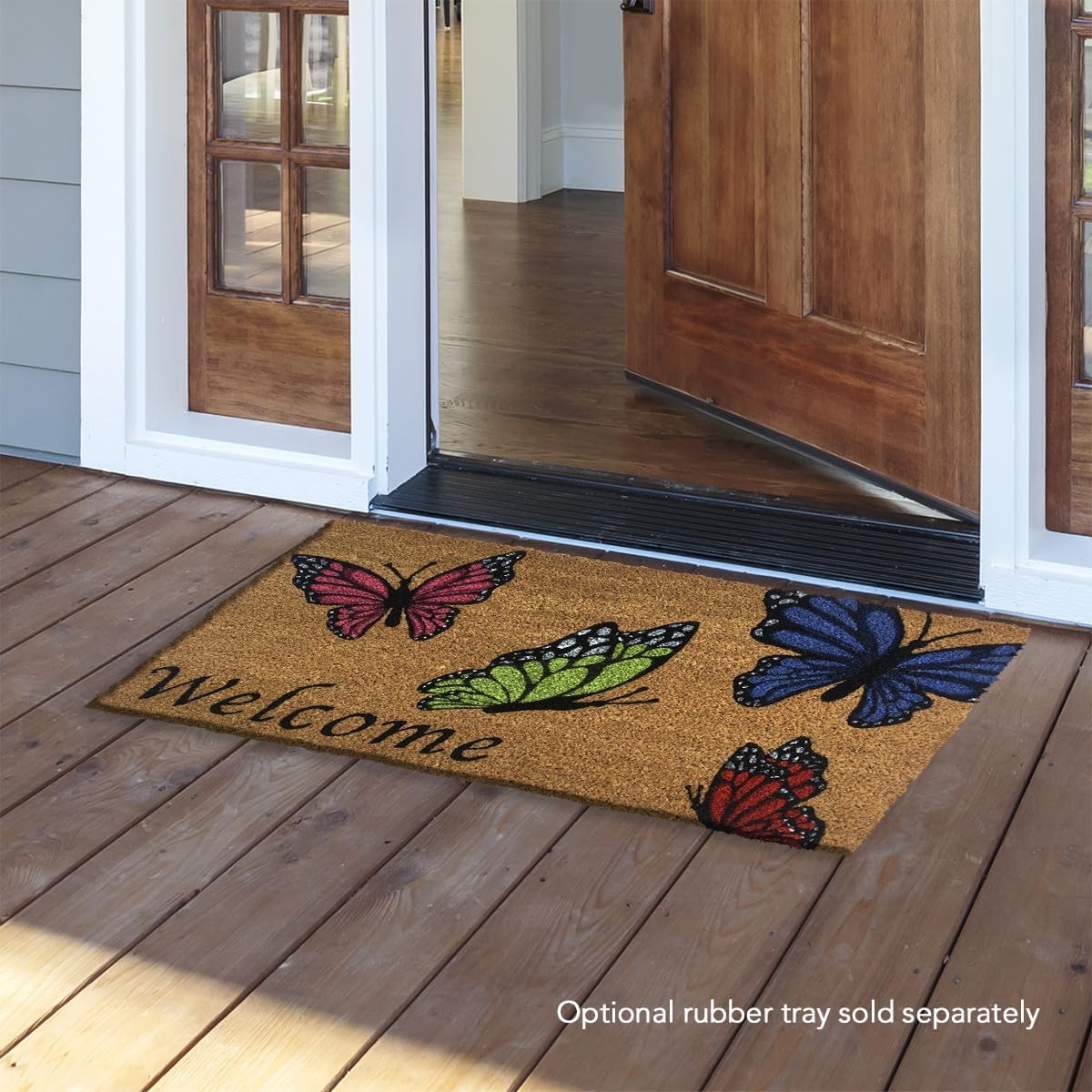 Briarwood Lane Welcome Butterflies Spring Natural Fiber Coir Doormat