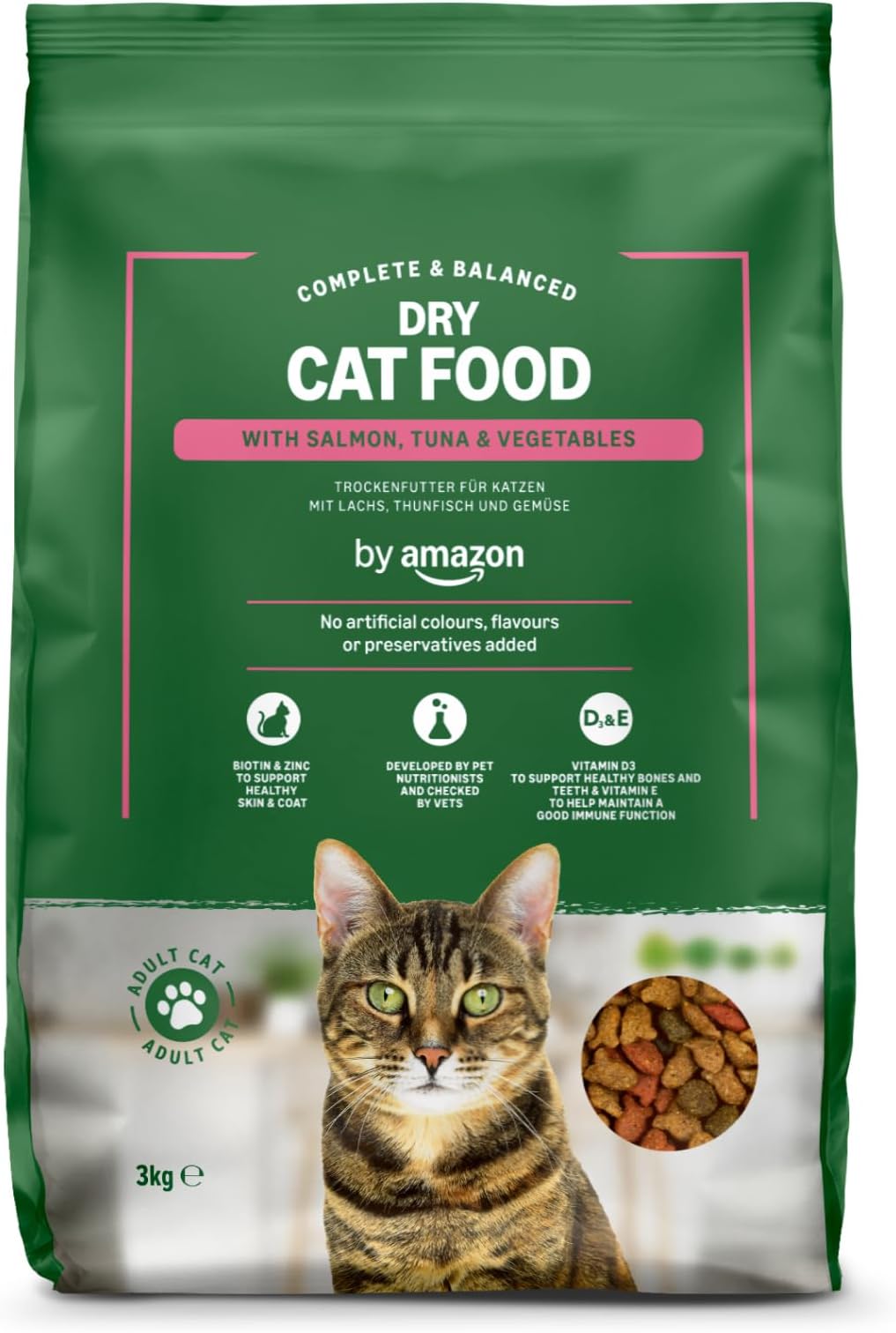 Complete Dry Cat Food with Salmon, Tuna and Vegetables, 1 pack of 3kg