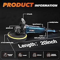 Vista 4 de GEVEELIFE Pulidora Buffer, 6 Pulgadas/7 Pulgadas 1600W Pulidora Buffer Rotatoria para Automóvil Encerradora, 7 Velocidad Variable 1000-3500 RPM