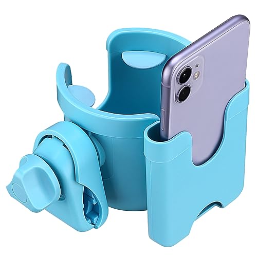 Suranew Portavasos ajustable para cochecito con soporte para teléfono para cochecito de bebé para miembros de la familia, azul cielo