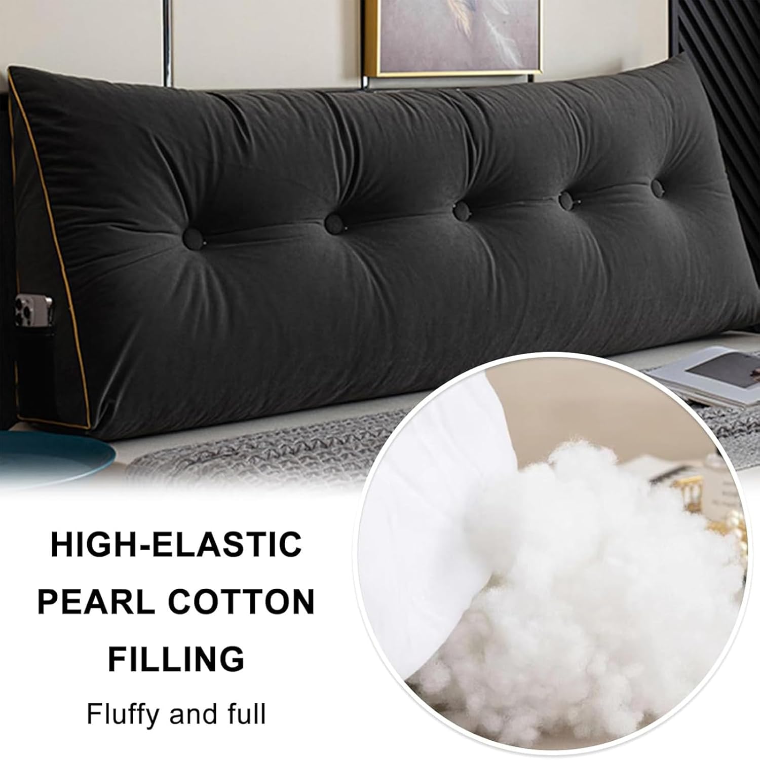 Large Triangular Bed Rest, Headboard Bolster Pillow, Wedge Pillow Headboard Soft and Supportive Reading Pillows, Washable Reading Headboard Pillows with Removable Cover,Blue,60cm