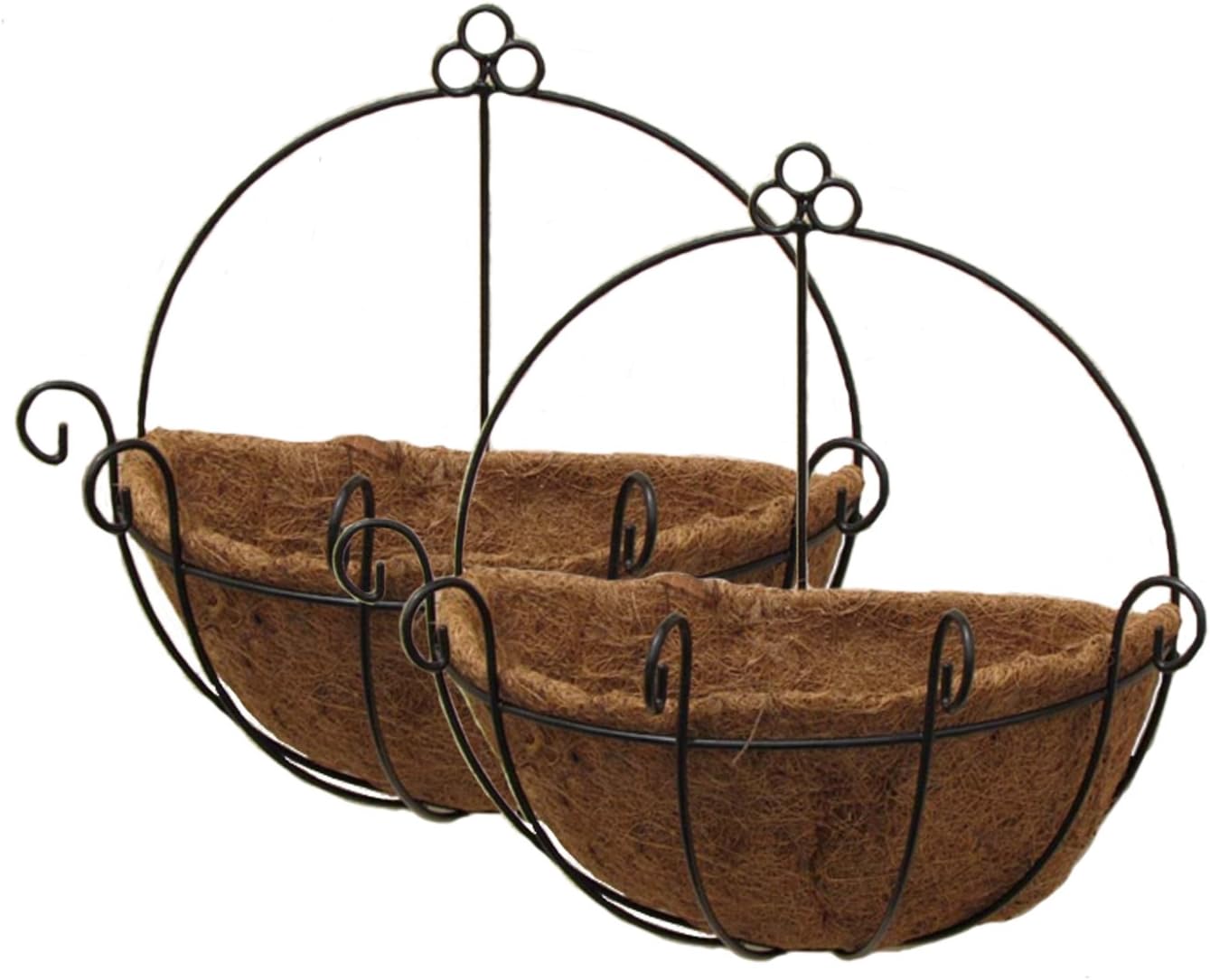 Tosnail 2 Pack Metal Wall Hanging Planter Basket with Coco Liner - Great for Indoor or Outdoor Plants