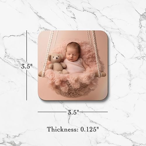 Vista 4 de Smile Art Design Sube 4 Imágenes Cuadradas Personalizadas Posavasos Imprimir con tus Fotos Juego de 4 Piezas Brillante Vibrante Hardboard