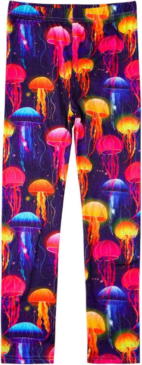 Kaerm Baby Girls Floral Print Athletic Leggings Stretch Youth Yoga Dance Tights Elastic Waist Sport Workout Pants