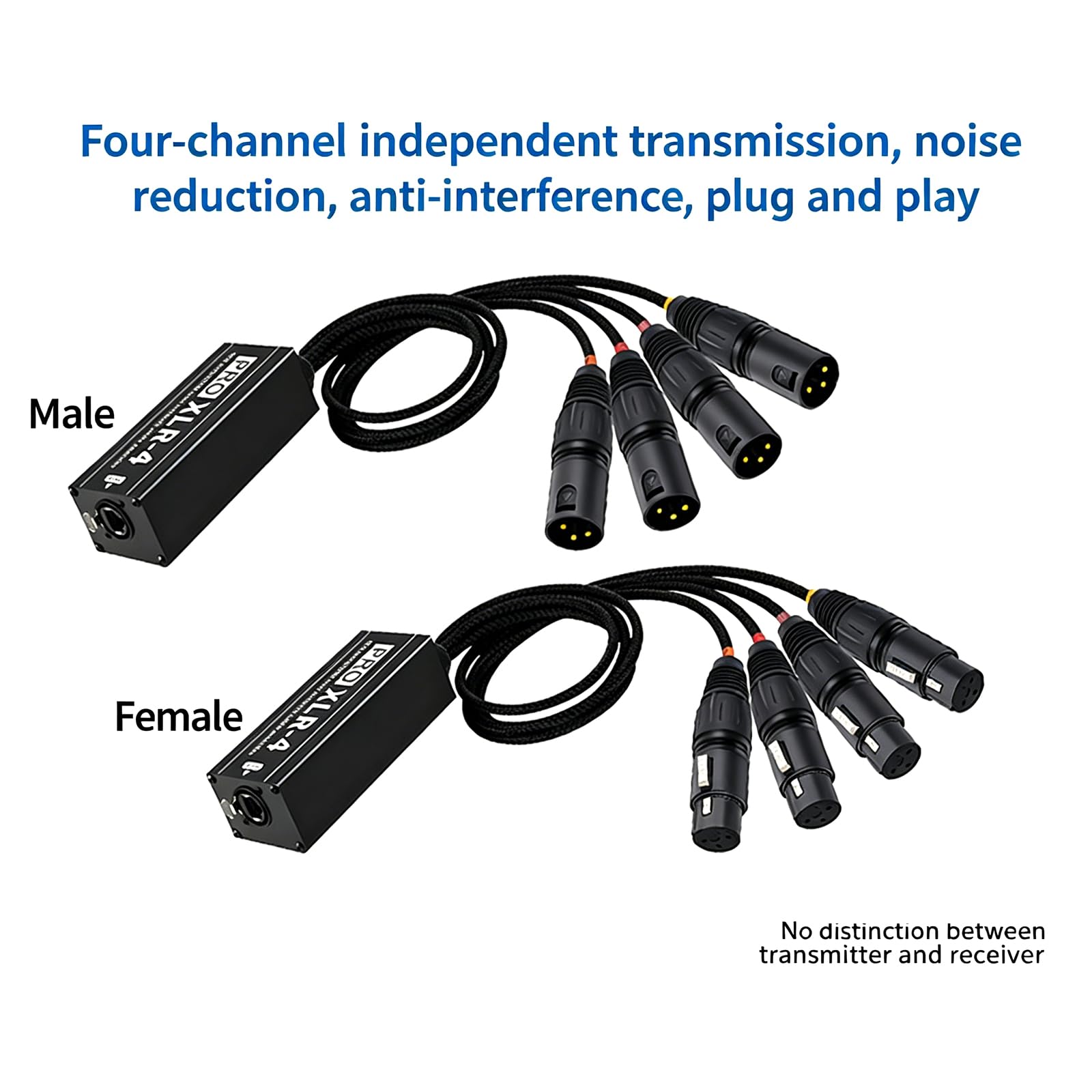 Convertidor auditivo XLR de múltiples interfaces, largo, boca pública | Carcasa de metal con estructura de blindaje para equipos de escenario profesionales y en vivo