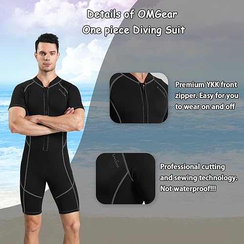 Miniatura 2 de OMGear Traje de neopreno para mujeres y hombres de 0.079 pulgadas y 0.118 pulgadas para agua fría, traje de baño térmico de cuerpo cortocompleto