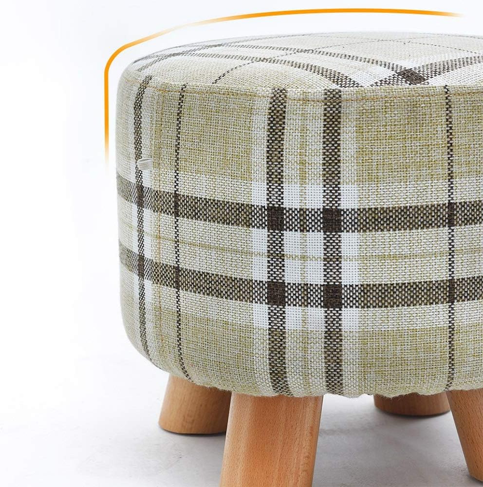 Upholstered Footstool Modern Simplicity Solid Wood Stool Washing and wash Design Cotton Cloth Change Shoe Bench 28x28x25cm (Color : Blue)