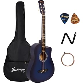 Juarez JRZ38C 38 Inch Cutaway Acoustic Guitar (Matte Black