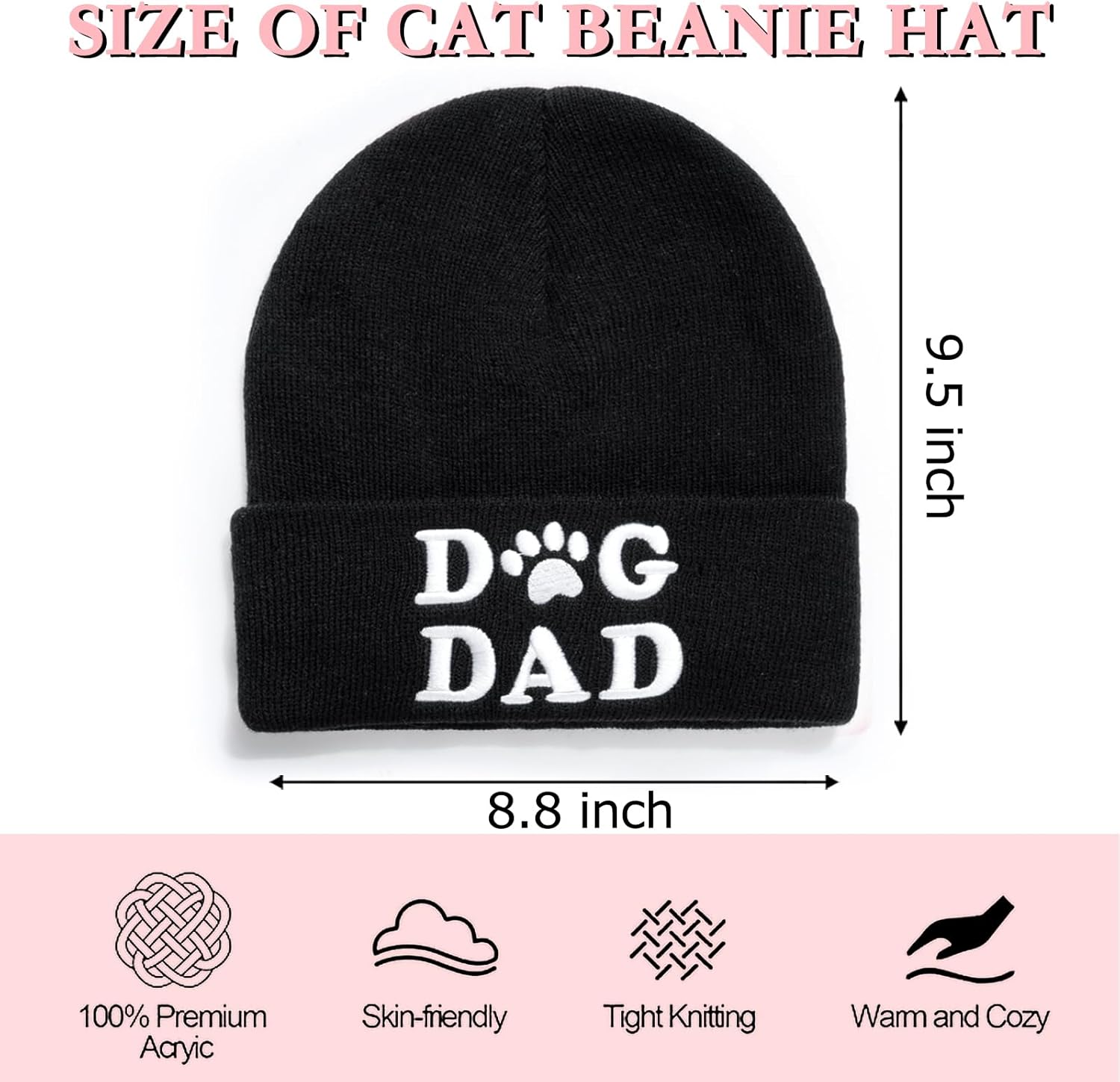 Winter Knitted Beanie Hat and Themed Scoks for Dog Cat Lover Gifts, Christmas Stocking Stuffers for Men Women - Image 2