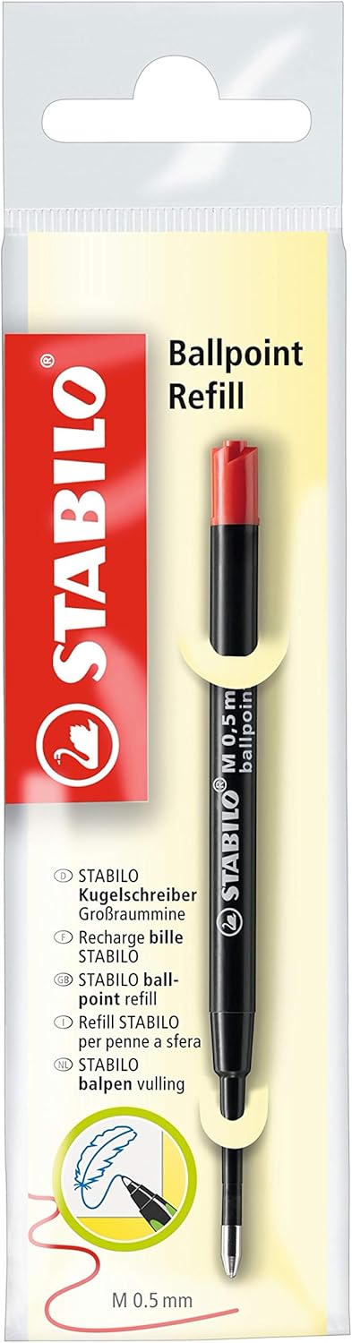 STABILO Ballpoint Pen Refill - Pack of 10 - Red