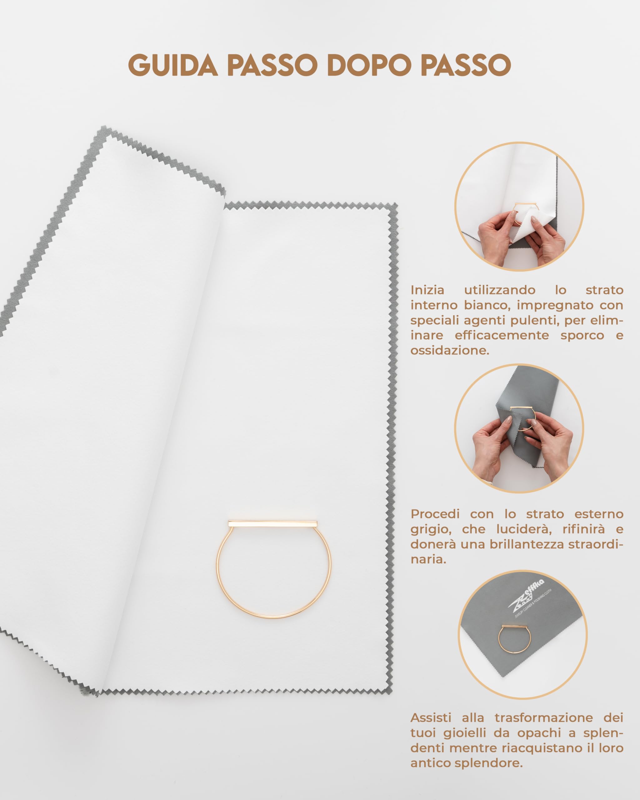 Cadie Panno Lucidante Argento E Oro – 100% Cotone Trattato, 25x30 Cm, Riutilizzabile, Rimuove Ossidazione E Opacità - 2
