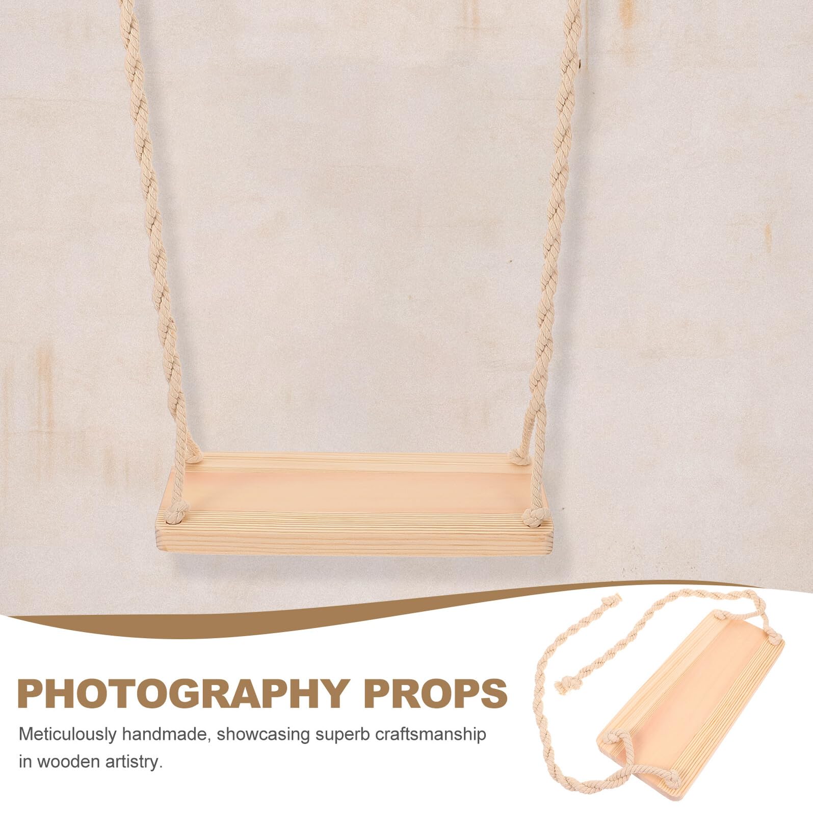 Altalena in Legno per Fotografia Ragazzo Ragazza Oggetto di Scena Creativo Leggero e Sicuro Accessorio Decorativo Versatile per Studi Fotografici e Ambienti