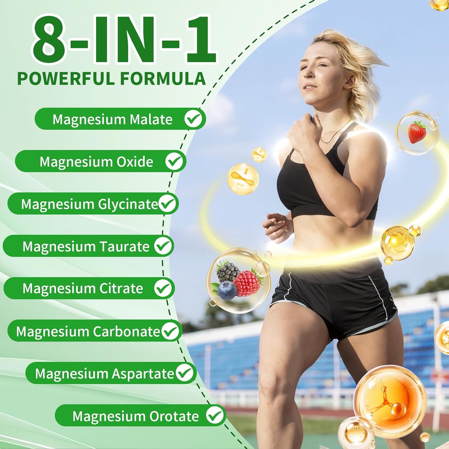 Magnesium Complex Gummies 8 Elemental 1000mg - Magnesium Glycinate, Citrate, Malate, Taurate, for Bones, Muscle, Nerve Health, for Women & Men, Vegan Non-GMO, Mixed Flavors, 120 Count - Image 3