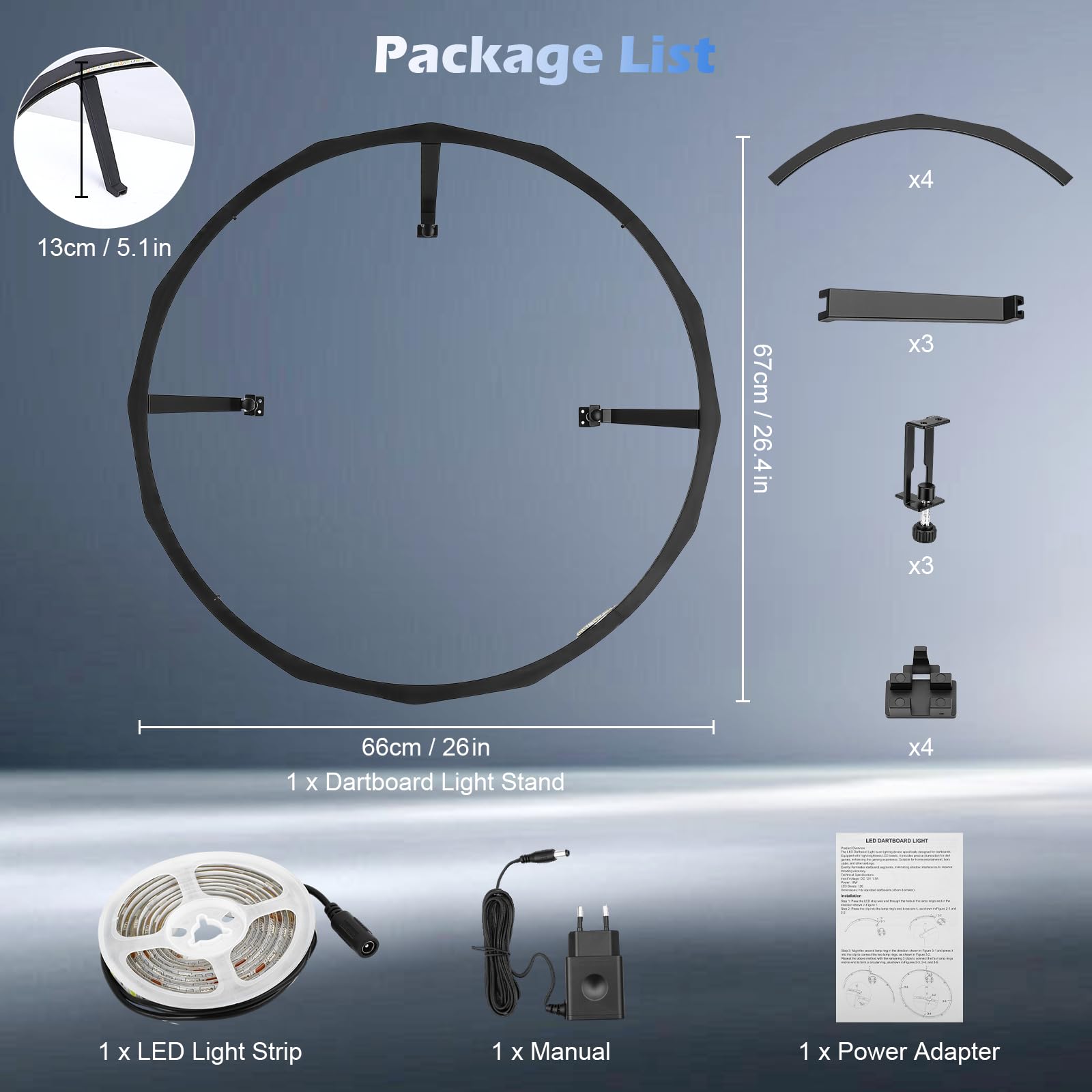Système d'éclairage LED avec accès Facile à la Zone Cible pour Un Jeu illimité, contrôle de la luminosité, 90 LED pour Salon, Bar et Club