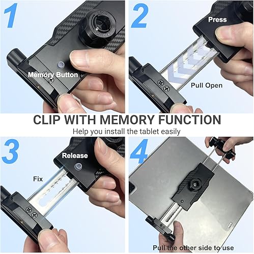 Miniatura 9 de Soporte para tablet de automóvil para portavasos de metal, brazo largo de 360, rotación de 360, para caminadora de golf, funda de grosor de ajuste