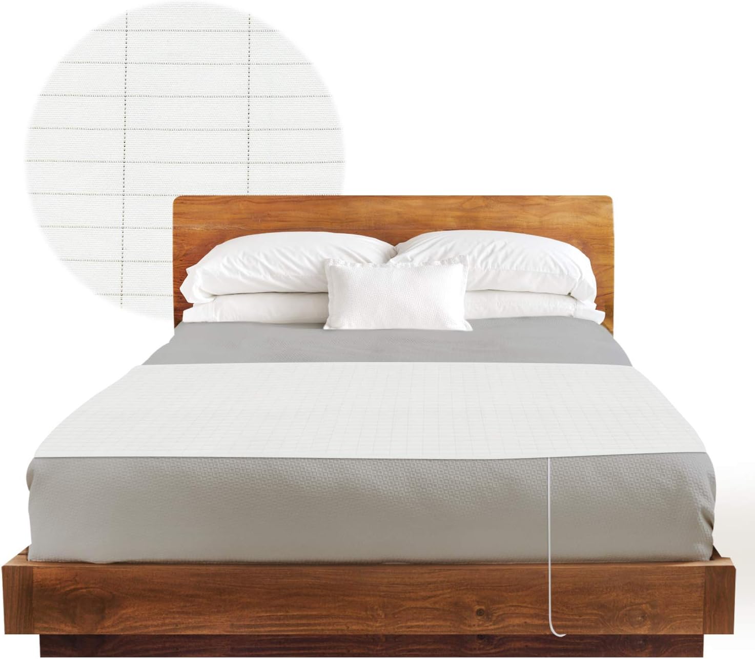 Grounding Sheet - Earthing Products Kit for Bed w/Conductive Pad | Under Blanket & Sheet for Sleep EMF Therapy | Woven Silver Set for Queen, King Mattress Bedding w/Ground to Earth Cable