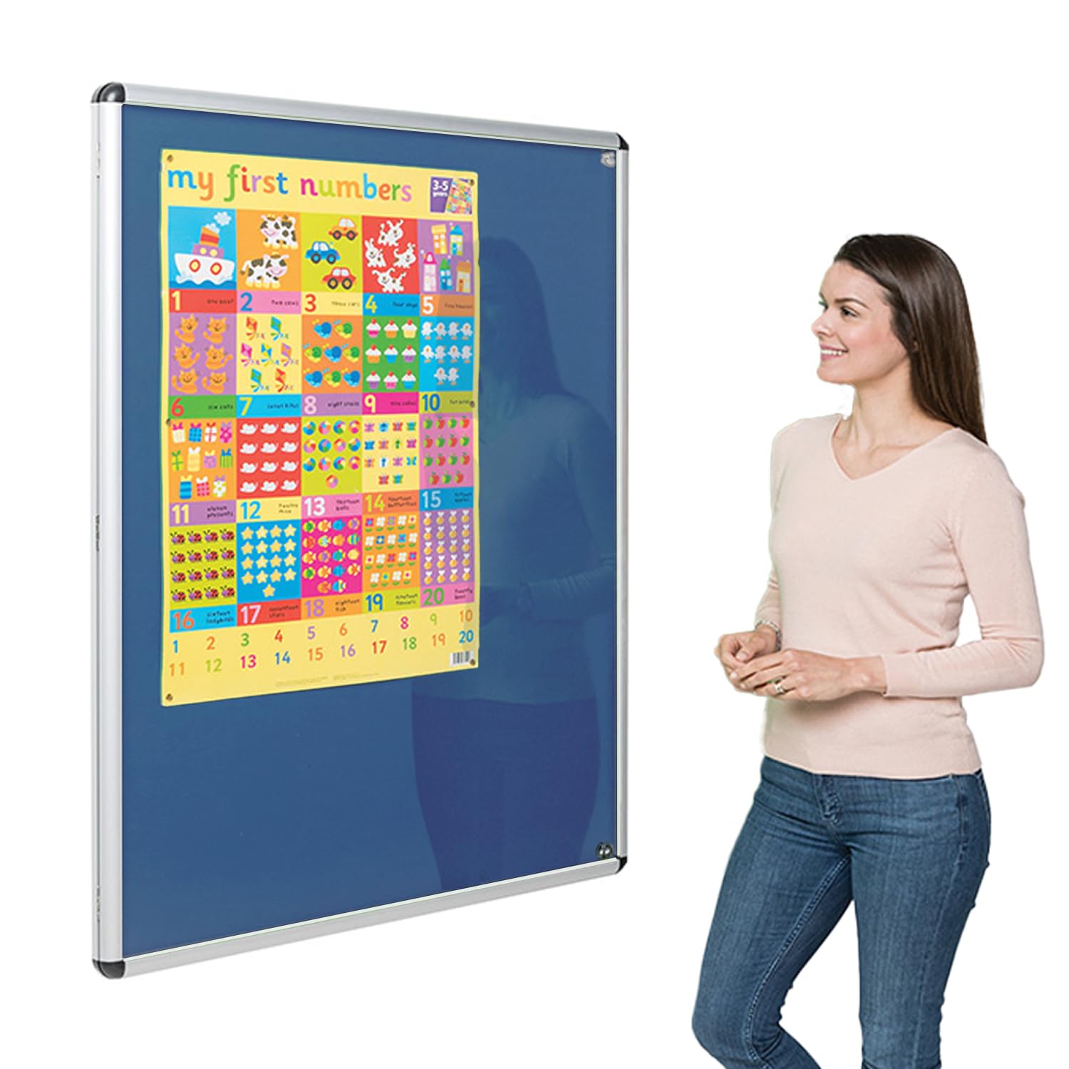 Wonderwall Tamperproof Lockable Noticeboard, Light Blue, 120 x 90 cm, Fire Resistant Display Pinboard, Aluminium Frame, 2 Safety Locks, 5 Colours to Choose from - for School, Indoor Public Spaces