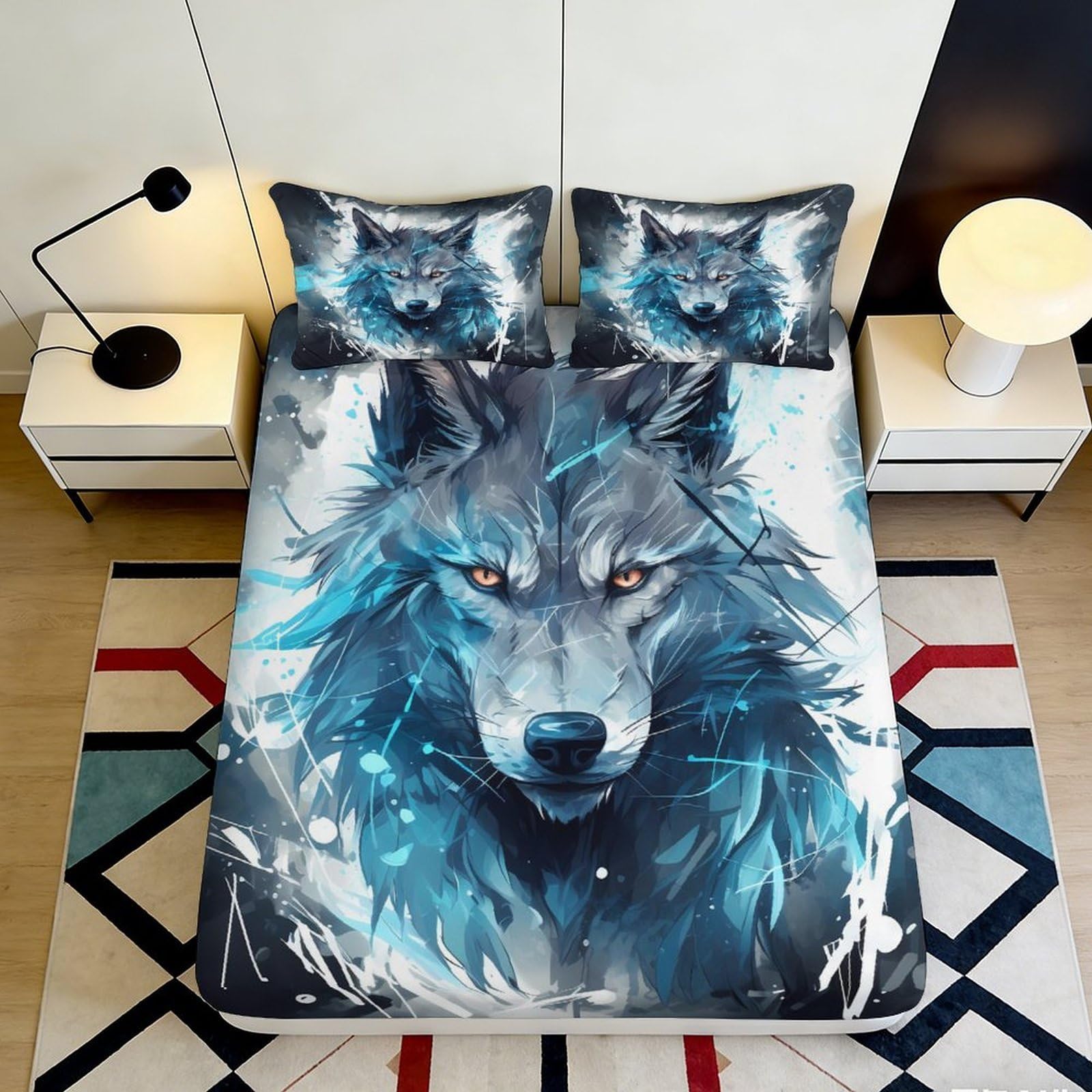 3D Printed Nordic Gnome Fitted Sheet Microfiber Non-Slip Deep Pocket Couples Pattern Bedroom Nordic Gnome Mattress Fitted Cover 90x200x25cm