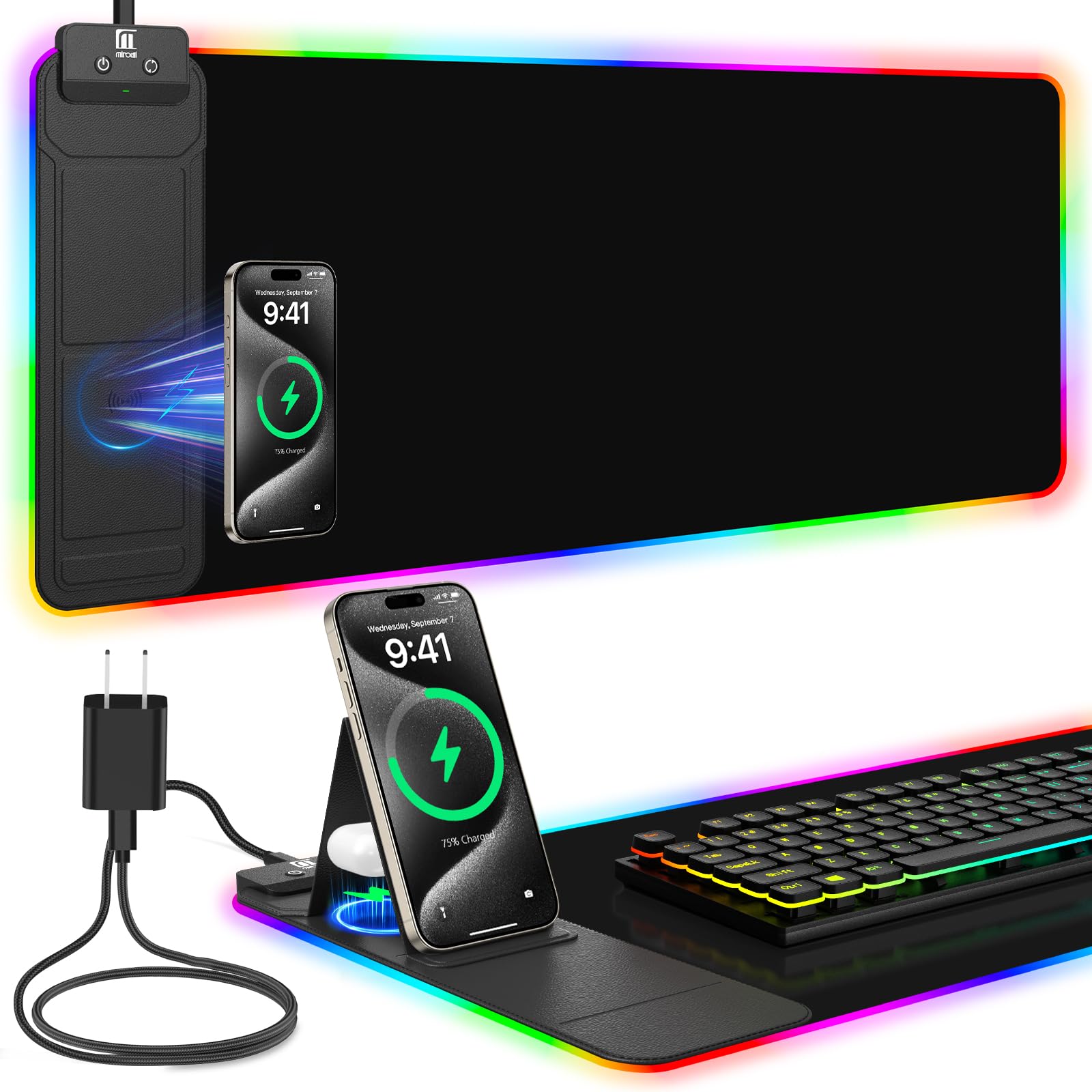 Photo 1 of Miroddi XL RGB Wireless Charging Mouse Pad