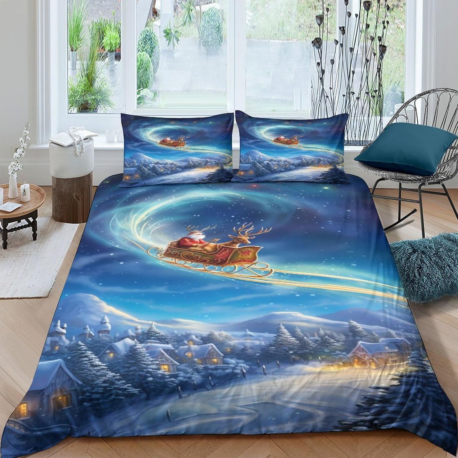 Housse de couette Noël 200x200 pour illuminer la chambre des enfants pendant les fêtes