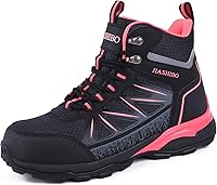 Vista 1 de JIASHIBO Botas de trabajo con punta de acero para mujer, calzado protector multifuncional, antideslizante, resistente a pinchazos, absorción