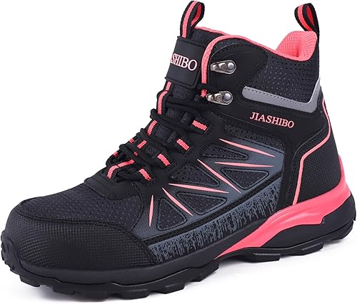 Miniatura 1 de JIASHIBO Botas de trabajo con punta de acero para mujer, calzado protector multifuncional, antideslizante, resistente a pinchazos, absorción de