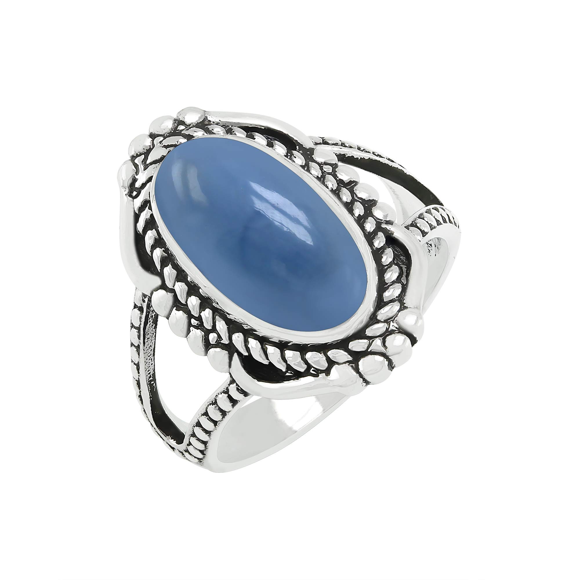 TISHAVINative American Style Oval Shaped Natural Gemstone Rings For Women, Sterling Silver Birthstone Ring Jewelry Gift For Women Mom Wife Sister