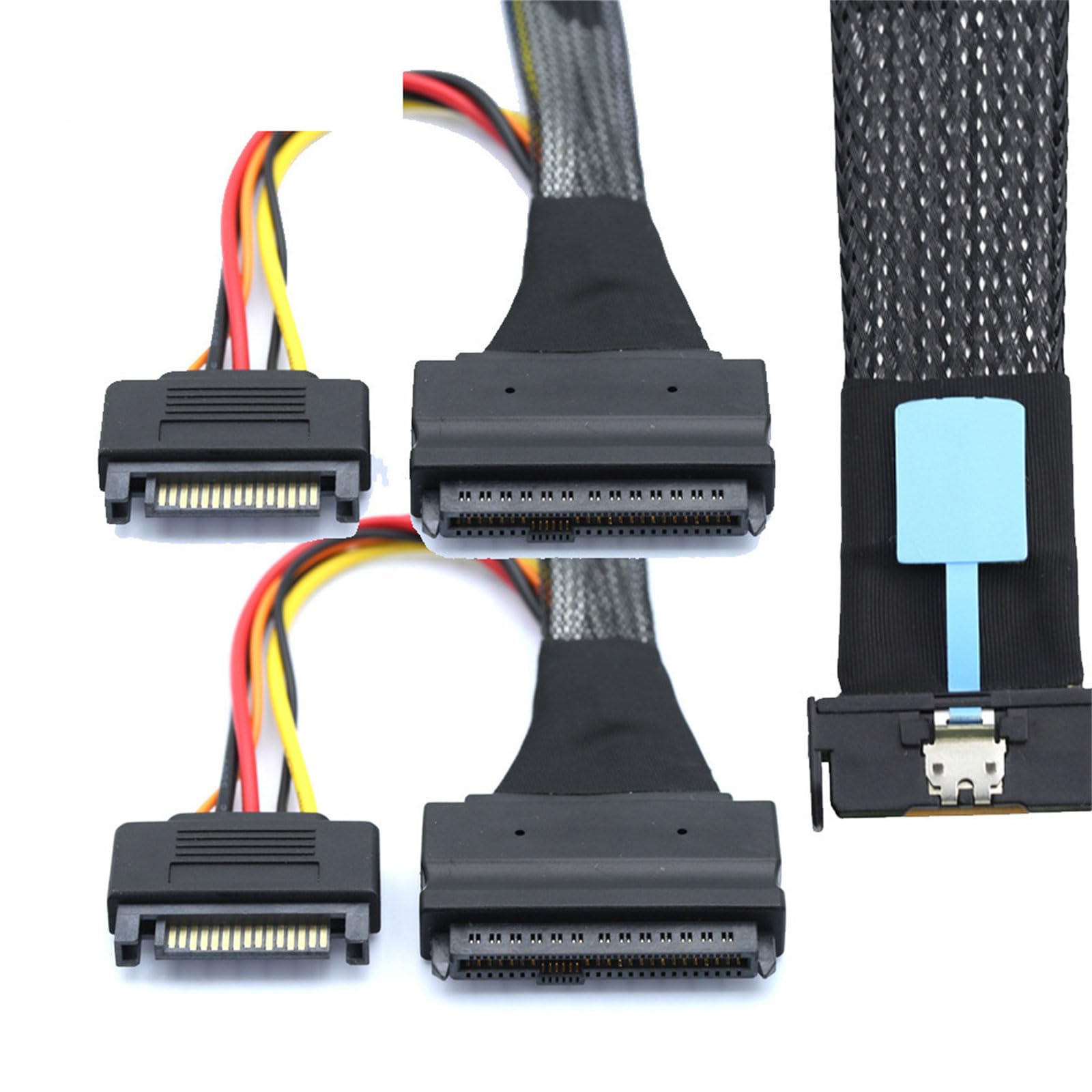 Cavo server sicuro da 50 cm da 8i 74P a doppio SFF8639+15P con alimentazione per migliorare le prestazioni, adattatore per scheda madre server da 16,69 pollici