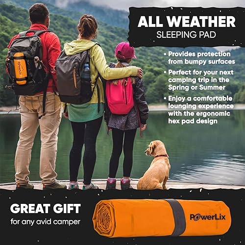 Vista 3 de Powerlix - Colchoneta inflable ultraligera y compacta con bolsa de inflado, bolsa de transporte y kit de reparación, ideal para acampar, mochilero